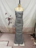 Sleeveless suspender dress slim fitting long skirt
