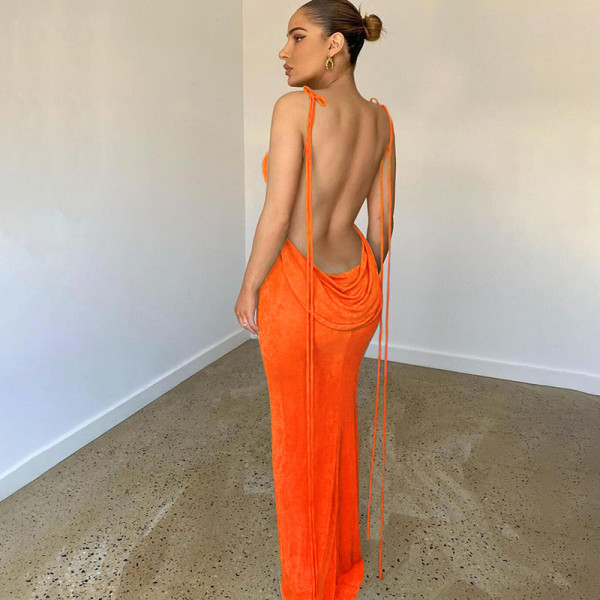 Strap Sexy Open Back Slim Fit Wrap Hip Style Dress