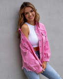 Long solid denim jacket