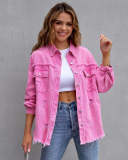 Long solid denim jacket