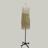 One shoulder fringed slim fitting dress