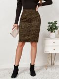 Leopard printed suede skirt