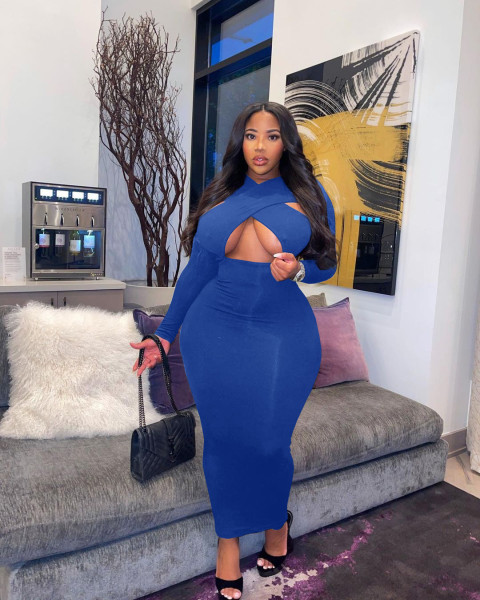 Large Women's Solid Color Dress