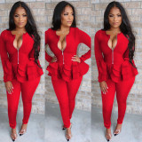Long sleeved zippered top and pants set