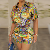 Printed shirt short sleeved shorts set
