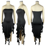 Chest wrap with split wooden ear dress on both sides