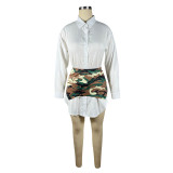 Camo Print Short Skirt Set Two Piece Set