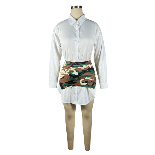 Camo Print Short Skirt Set Two Piece Set