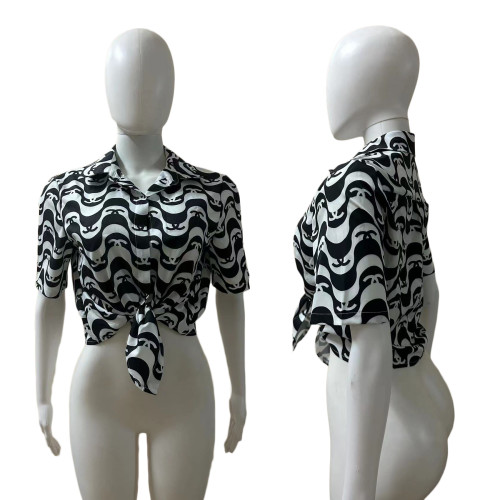 Wave printed fashionable women's top shirt