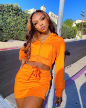 Sexy Open Waist Casual Hooded Dress Two Piece Set