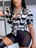 Wave printed fashionable women's top shirt