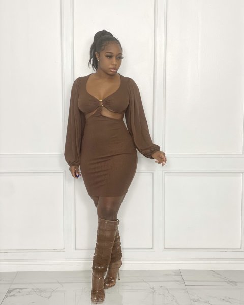 Sexy Off waist Light Mature Dress