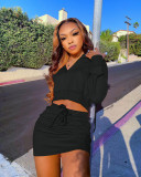 Sexy Open Waist Casual Hooded Dress Two Piece Set