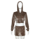 Umbilical Top High Waist Wrap Hip Shorts Set
