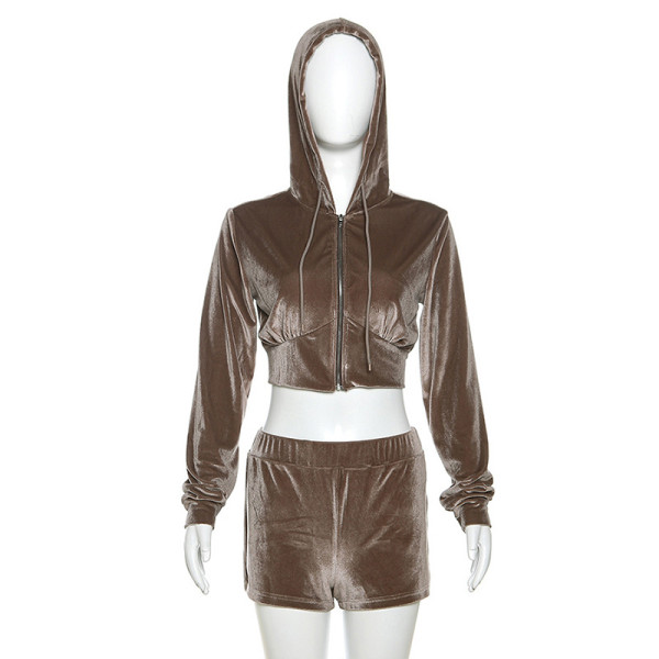 Umbilical Top High Waist Wrap Hip Shorts Set