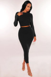 Waist Wrap Hip Half Skirt Mid length Dress Two Piece Set