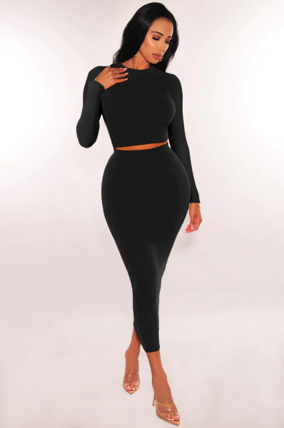 Waist Wrap Hip Half Skirt Mid length Dress Two Piece Set