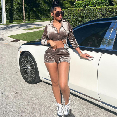 Umbilical Top High Waist Wrap Hip Shorts Set
