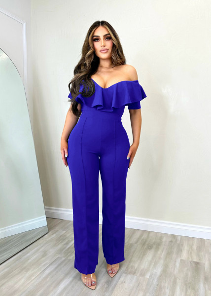 Women's V-neck ruffled sexy waist up jumpsuit