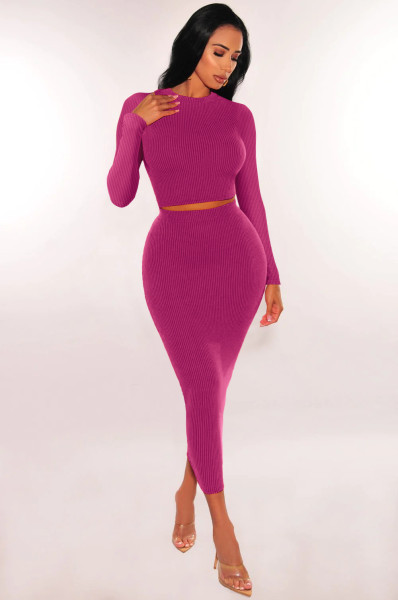Waist Wrap Hip Half Skirt Mid length Dress Two Piece Set
