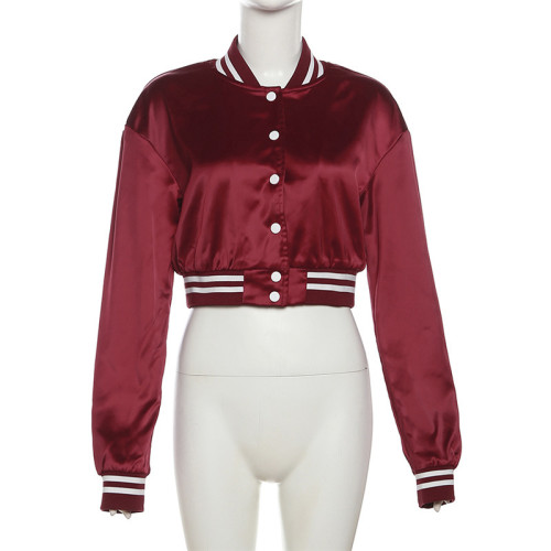 Open navel loose short flight jacket jacket jacket