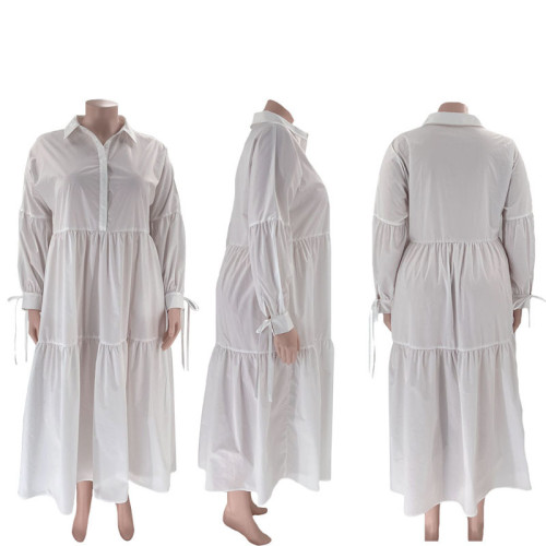 Solid color half cardigan long sleeved tie up top dress