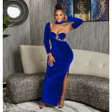 Women's solid color bra gloves dress long dress dress