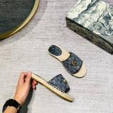 Grass embroidered letters flat bottomed women's shoes