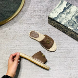 Grass embroidered letters flat bottomed women's shoes