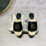 Grass embroidered letters flat bottomed women's shoes