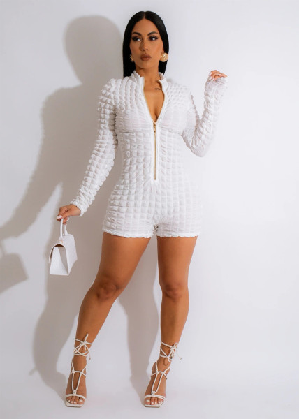 Solid knit plaid breathable V-neck jumpsuit