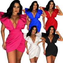 Shoulder length sexy lantern sleeve dress for women Shoulder length sexy lantern sleeve dress for women