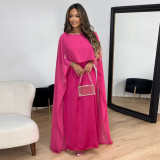 Women's round neck loose swing chiffon dress