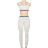 Sleeveless open navel vest high waisted tight casual pants set