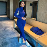 Tight fitting high neck long sleeved top and pants street casual suit