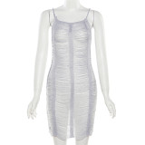 Sexy Hollow Open Back Knit Strap Wrap Hip Dress