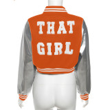 Spliced Slim Fit Jacket Baseball Coat