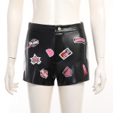 Labeled ultra short leather pants
