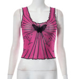 Printed Sexy Open Umbilical Short Top
