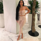 Sexy Bra Perspective Mesh Hollow Fun Tight Pants Set