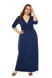 Sexy deep V-neck large swing long skirt with high elasticity dress