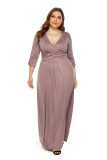 Sexy deep V-neck large swing long skirt with high elasticity dress