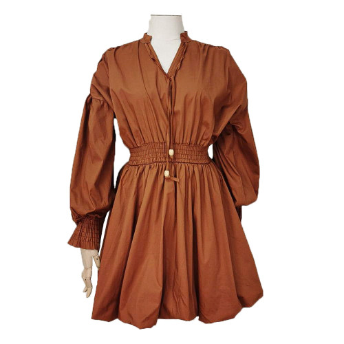 Solid color strapping dress