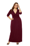 Sexy deep V-neck large swing long skirt with high elasticity dress