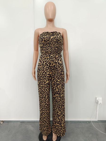 Printed patchwork jumpsuit wide leg pants