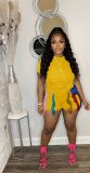 Fashion Colorful Tassel Shorts Women's Two Piece Set