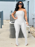 Casual jumpsuit with bra and slit hem
