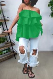 Women's multi-layer patchwork wave overlay chest wrap top