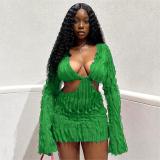 Mesh Wave Pattern Sexy Wrapped Hip Dress