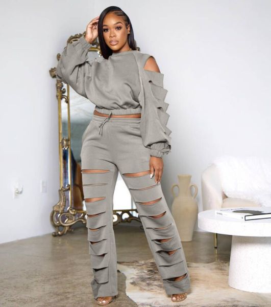 Burnt Flower and Broken Hole Women's Two Piece Set